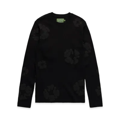 DENIM TEARS Cotton Wreath Thermal Long Sleeve "Black Mono"