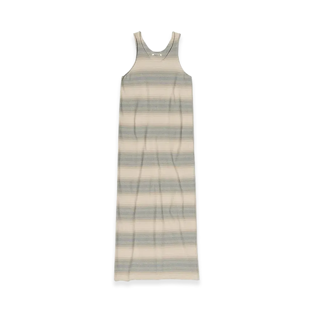 AURALEE Women's Cotton Silk Gradient Stripe Knit Dress "Blue Beige Stripe"