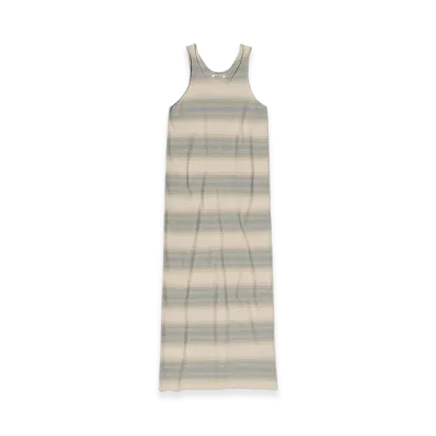 AURALEE Women's Cotton Silk Gradient Stripe Knit Dress "Blue Beige Stripe"