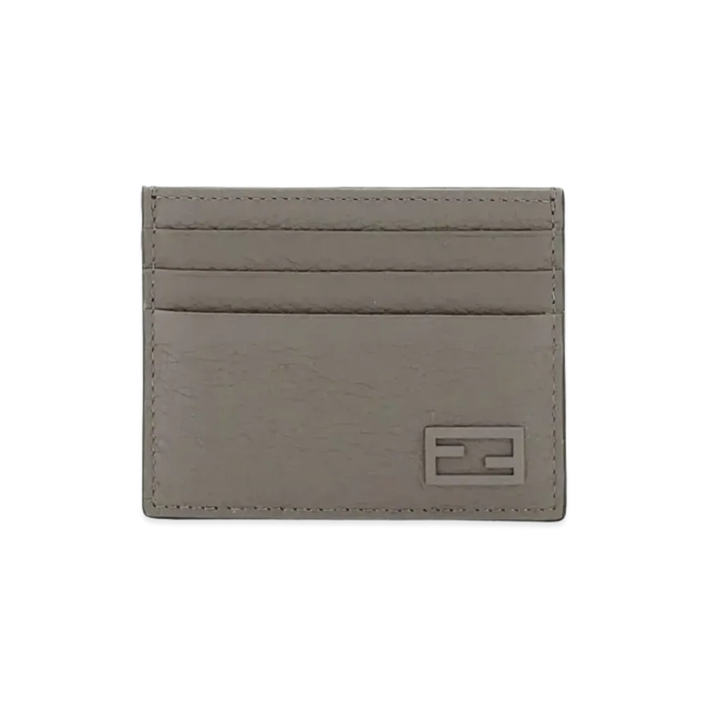 FENDI Card Case Leather Card Case "Gray"