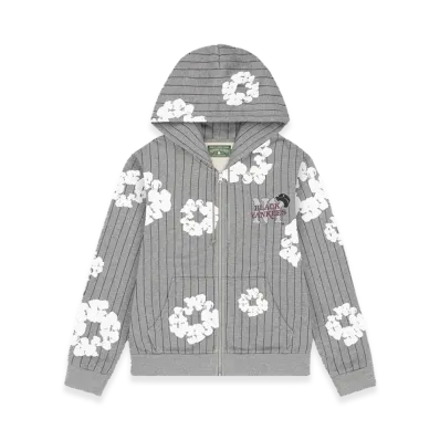 DENIM TEARS Pinstripe Wreath Zip Hoodie "Grey"