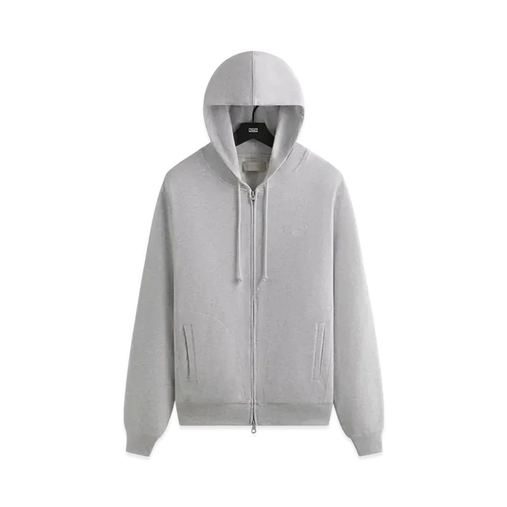 Kith Interlock Williams V Full Zip Hoodie "Light Heather Grey"