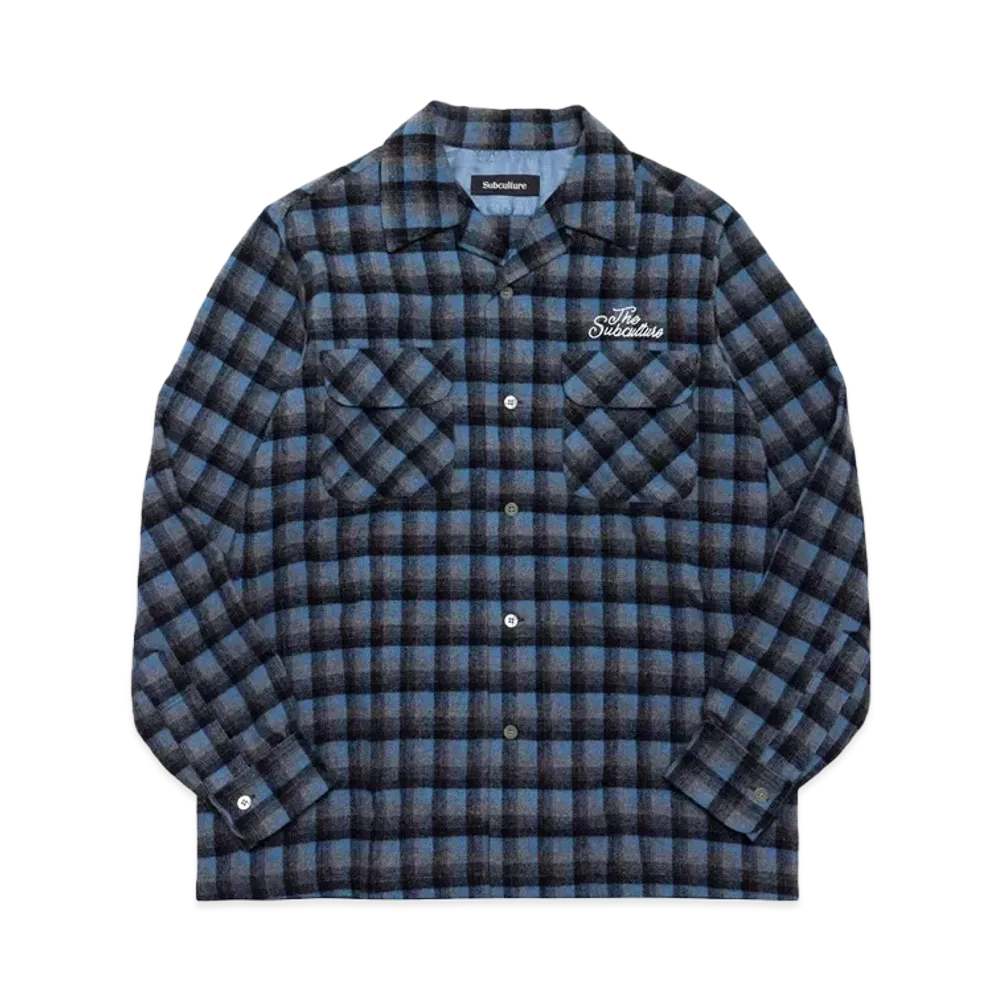 Subculture Wool Check Shirt "Shadow Check Blue"