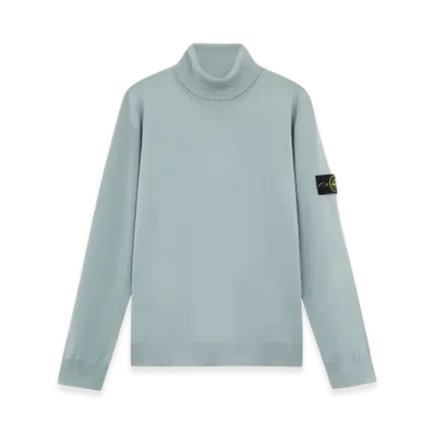 Stone Island 525C4 Light Pure RWS Wool Turtleneck Sweater with Ribbed Details - 24FW "Green Grey"