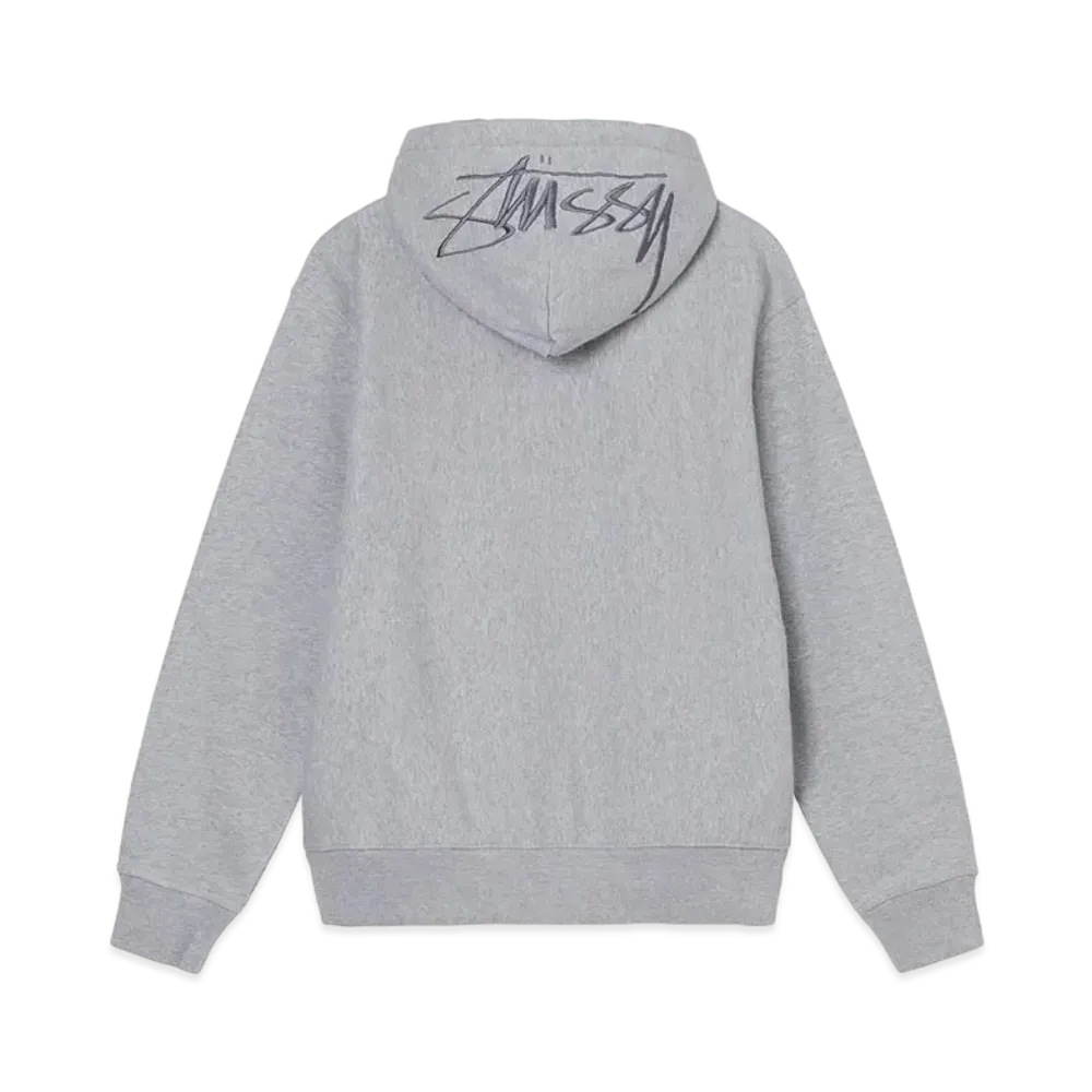 Stussy BACK HOOD EMBROIDERED HOODIE "Grey Heather"