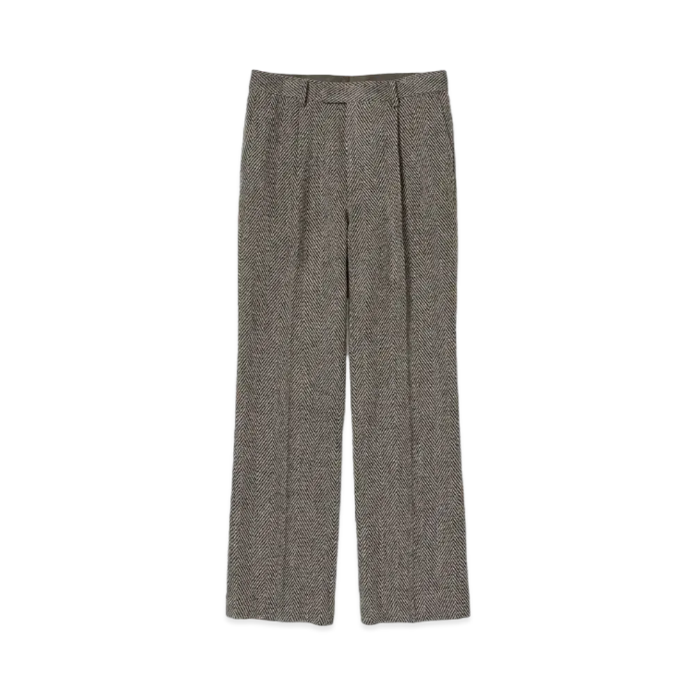 AURALEE Lama Shetland Wool Tweed Slacks "Khaki"