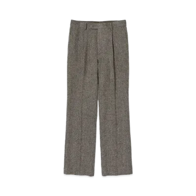 AURALEE Lama Shetland Wool Tweed Slacks "Khaki"
