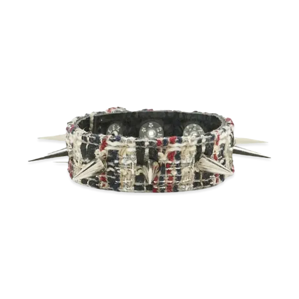 el conductorH MIXED TWEED PUNK SPIKES BRACELET "BLUE"