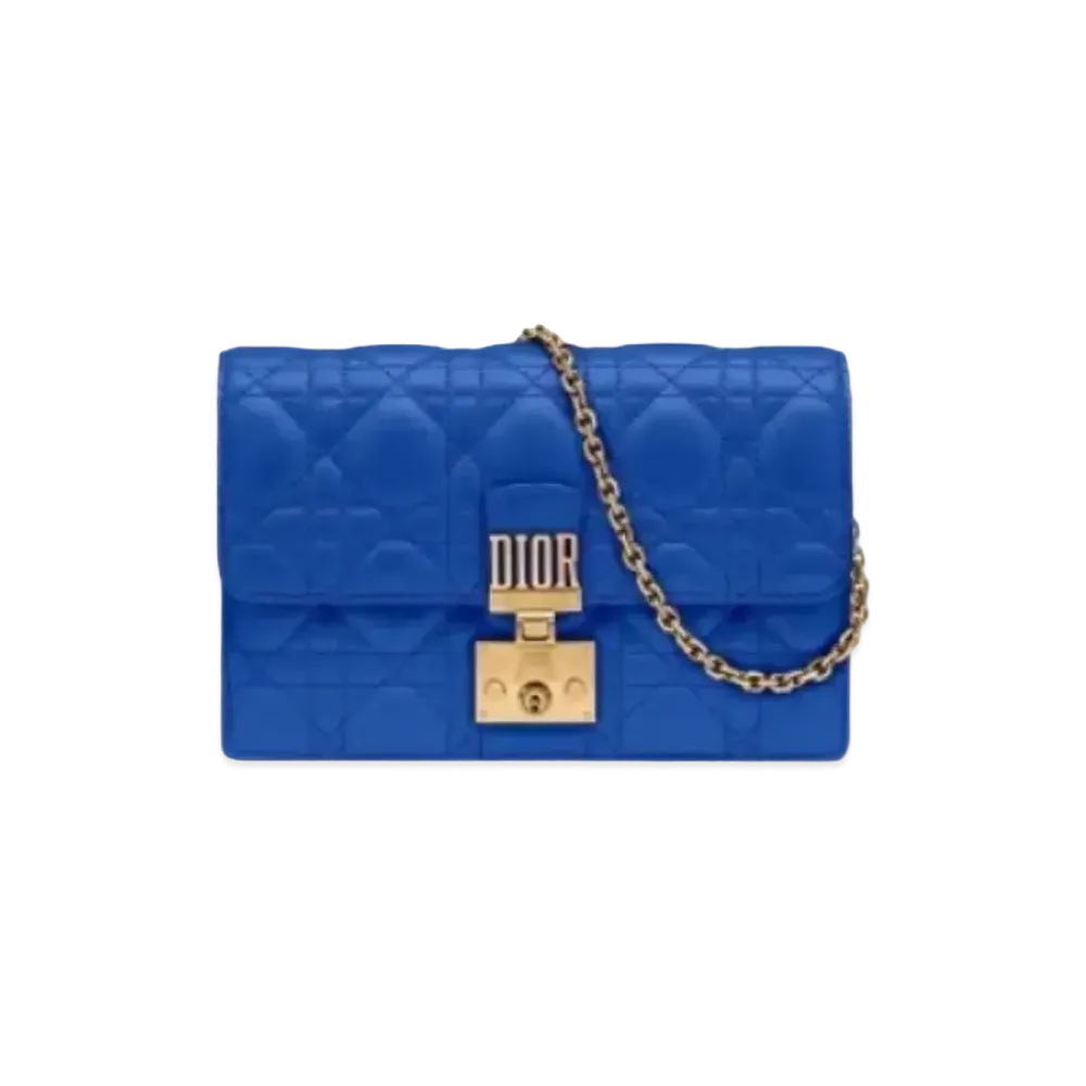 Dior Cannage Pattern Lambskin Wallet "Blue"
