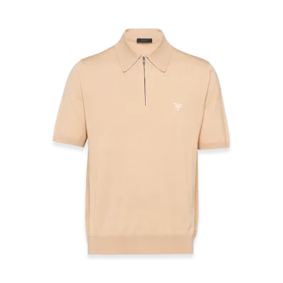 PRADA Superfine Wool Polo Shirt "Sand Beige"