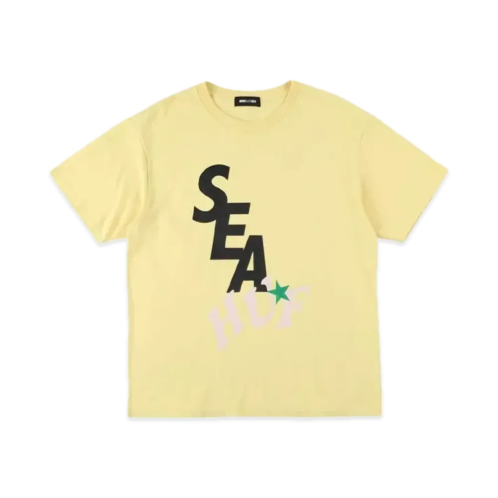HUF x WIND AND SEA Solid And Tie Dye Tee "Yellow"