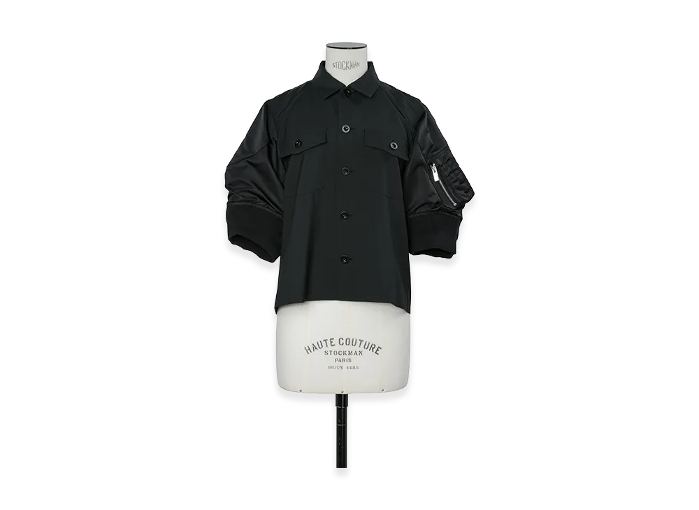 sacai Women's Suiting x Nylon Twill Shirt "Black"