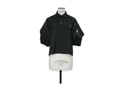 sacai Women's Suiting x Nylon Twill Shirt "Black"