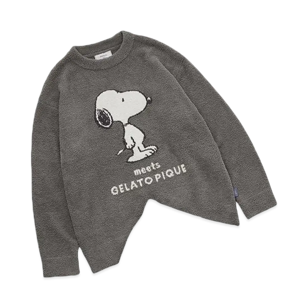 GELATO PIQUE x PEANUTS Homme Baby Moko Jacquard Pullover & Long Pants Set "Charcoal Gray"