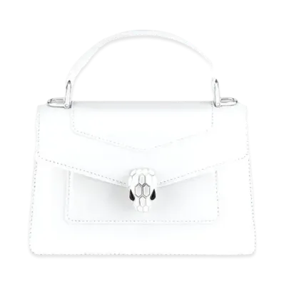 BVLGARI Serpenti Forever Mini Top Handle Bag "White"