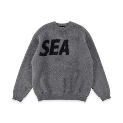 WIND AND SEA Shaggy Bigsea Knit Sweater "Gray"
