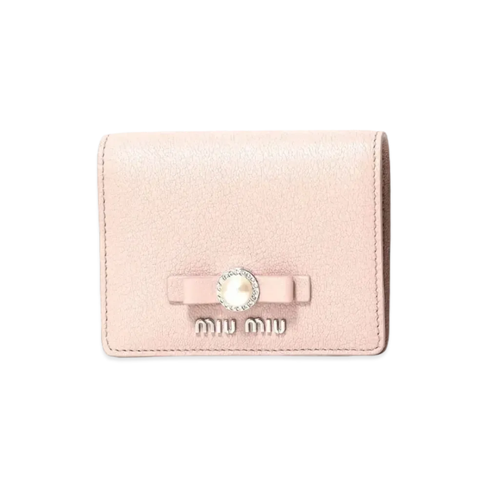 MIU MIU Small Madras Leather Wallet "Opal"