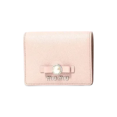 MIU MIU Small Madras Leather Wallet "Opal"