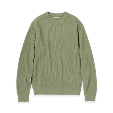 AURALEE Super Fine Wool Rib Knit P/O "Dusty Green"