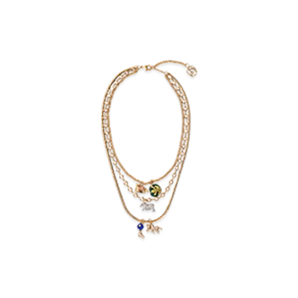 Burberry Charm Triple Layer Necklace "Gold/Multicolour"