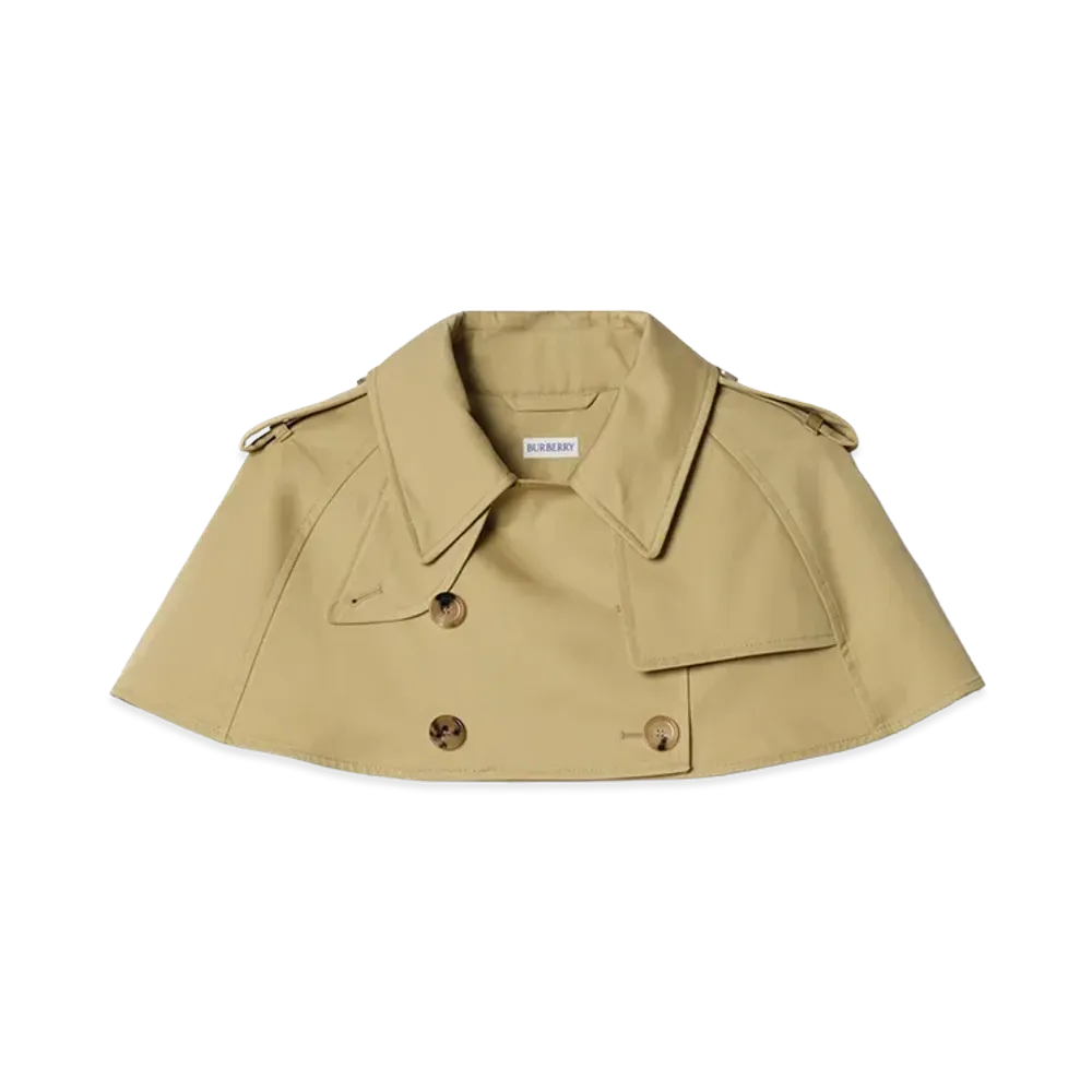Burberry Women's Gabardine Trench Capelet "Hamper Beige"