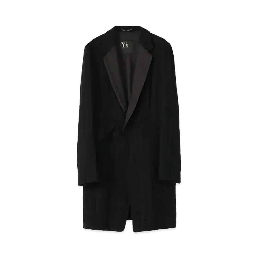 Yohji Yamamoto Y's WOOL ROUGH TWILL GARMENT MILLING LONG TAILORED JACKET "Black"