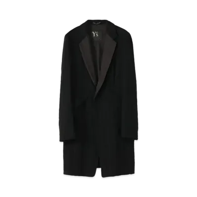 Yohji Yamamoto Y's WOOL ROUGH TWILL GARMENT MILLING LONG TAILORED JACKET "Black"