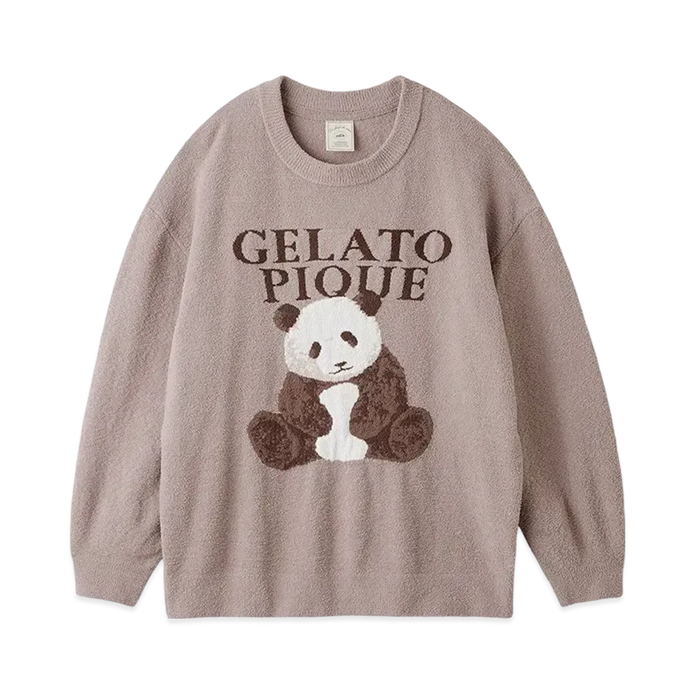 GELATO PIQUE Panda Jacquard Pullover "Brown"