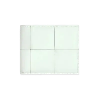 Bottega Veneta Casette Maxi Intrecciato Calfskin Bi-fold Wallet "Glacier"