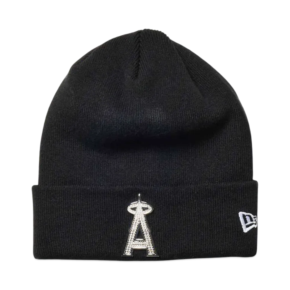 NEW ERA Basic Cuff Knit MLB Rhinestone Badge Los Angeles Angels "Black"