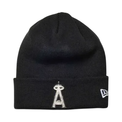 NEW ERA Basic Cuff Knit MLB Rhinestone Badge Los Angeles Angels "Black"