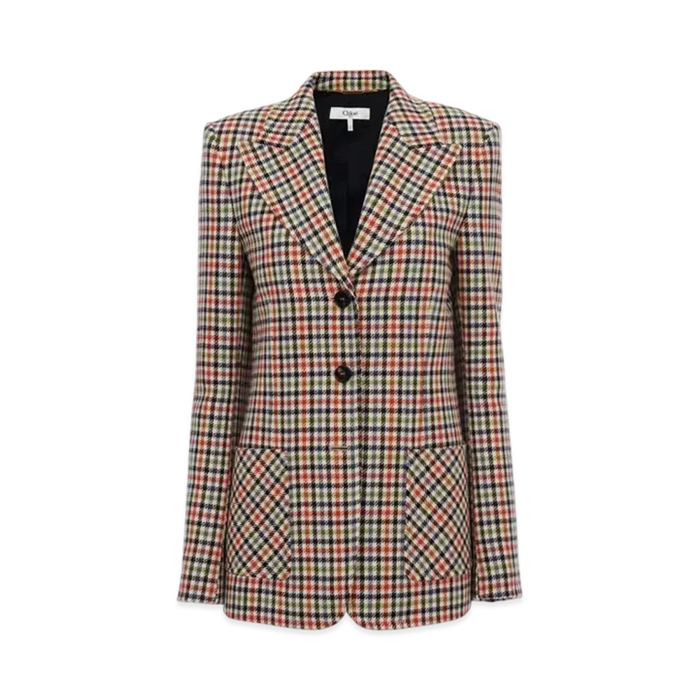 Chloe Tailored Jacket In Check Wool "Multicolor"