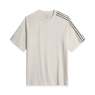 Y-3 Raw Edge 3 Stripes Short Sleeve Tee "Chalk White"