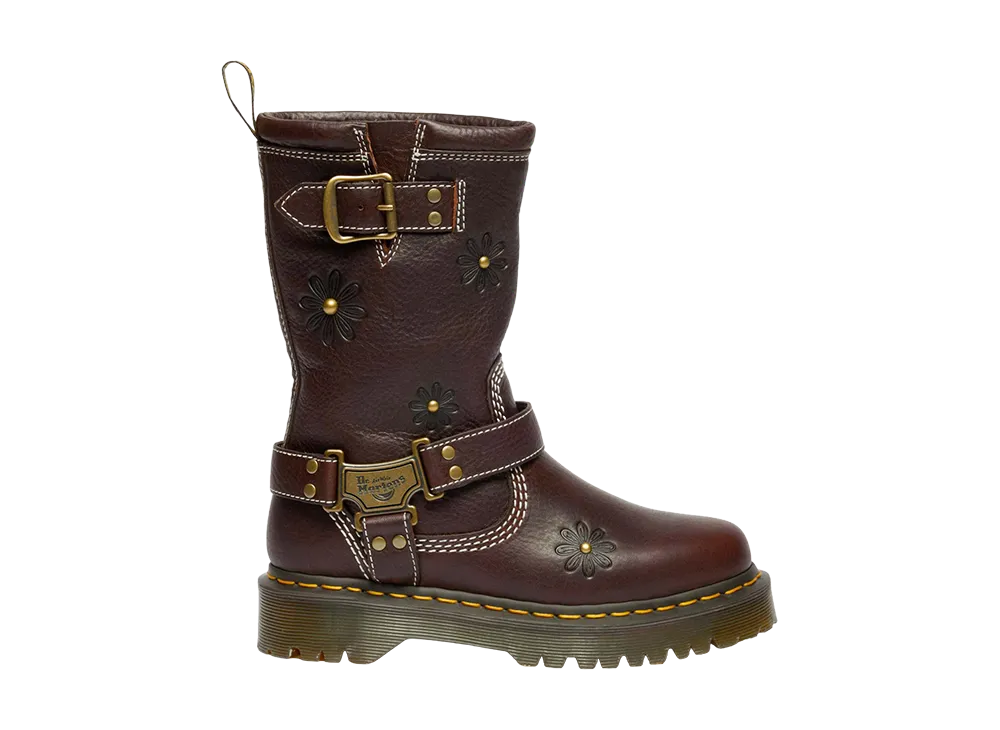 Dr.Martens Anistone Hi Flower Rigger Boots "Dark Brown"