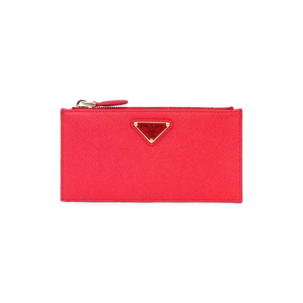 PRADA Saffiano Leather Card Holder "Fiery Red"
