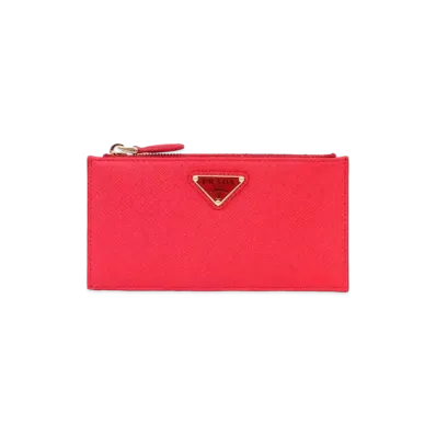 PRADA Saffiano Leather Card Holder "Fiery Red"