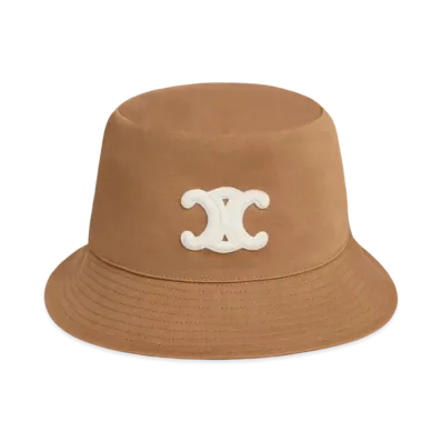CELINE Triomphe Bucket Hat in Cotton "Toffee"