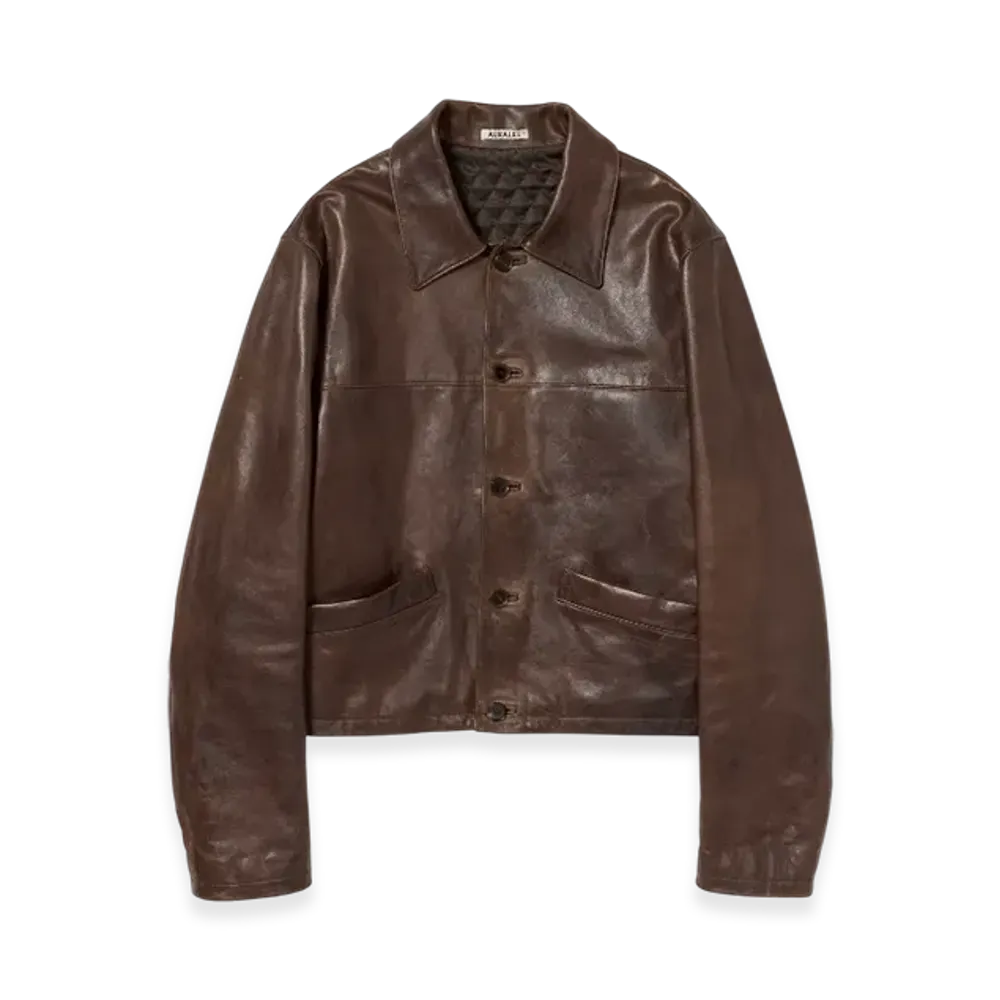 AURALEE Heavy Lamb Leather Blouson "Dark Brown"