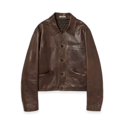 AURALEE Heavy Lamb Leather Blouson "Dark Brown"