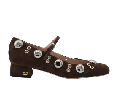Valentino Garavani Women's Mary Jane Vlogo Signature 30mm "Brown"