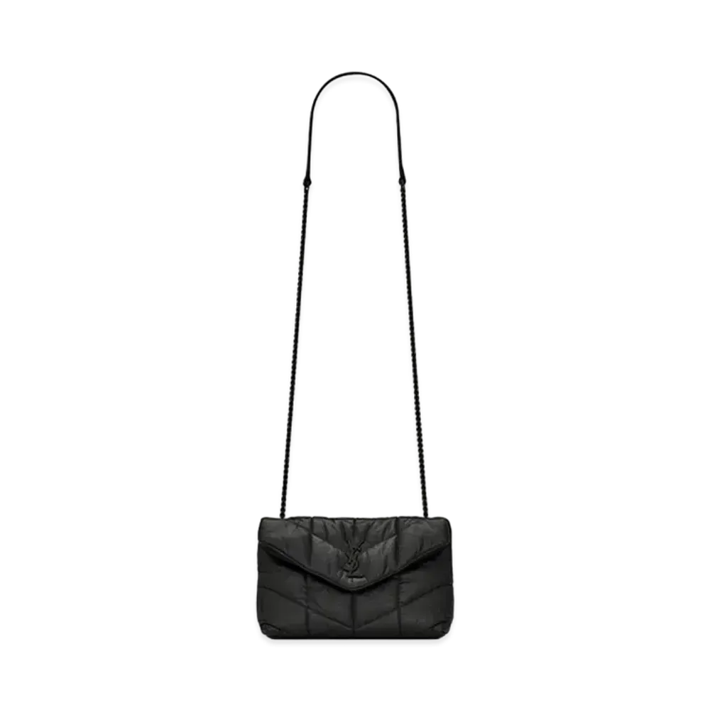 Saint Laurent Puffer Toy Bag In Quilted Wrinkled Matte Leather "Black"