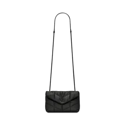 Saint Laurent Puffer Toy Bag In Quilted Wrinkled Matte Leather "Black"