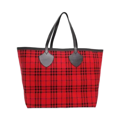 Burberry Canvas Giant Reversible Tote "Red"