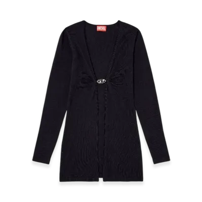 Diesel M-Pierry-Long Longline Wool Cardigan With Open Front "Dark Blue"
