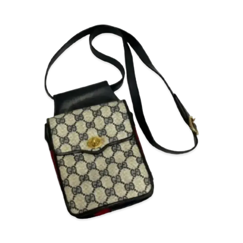 GUCCI Old Gucci Sherry Line GG Leather Mini Shoulder Bag "Navy"