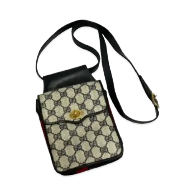 GUCCI Old Gucci Sherry Line GG Leather Mini Shoulder Bag "Navy"