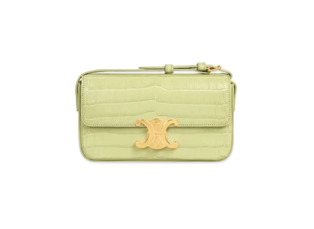 CELINE Triomphe Shoulder Bag In Crocodile "Light Jade"
