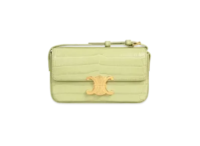 CELINE Triomphe Shoulder Bag In Crocodile "Light Jade"