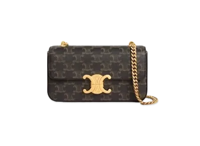 CELINE Chain Shoulder Bag Triomphe In Triomphe Canvas "Tan"