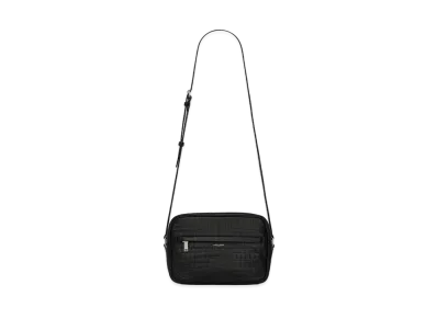 SAINT LAURENT Camp Camera Bag In Crocodile-Embossed Leather "Black"